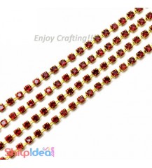 Metal Cup Stone Chain - Red - 25 Inch